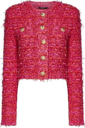 Balmain Tweed Jackets, female, , S, Lamé Tweed Cropped Jacket