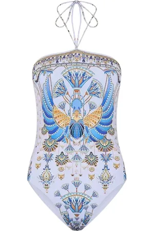 Camilla One-piece, female, , L, White one-piece swimsuit with crystal embellishments