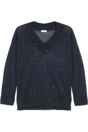 Brunello Cucinelli V-neck Knitwear, female, , S, Elegant V-Neck Knitwear