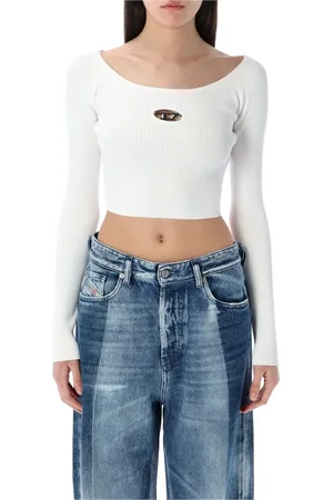 Diesel Long Sleeve Tops, female, , S, Ribbed Crop Top M-Vera