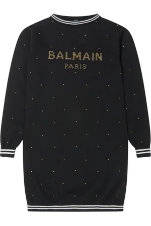 Balmain Luxuriant Wool Knitted Logo Dress