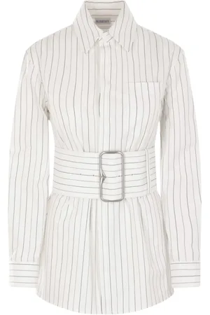 Burberry Shirts, female, , 2XS, Striped Cotton Shirt with Oversized Buckle