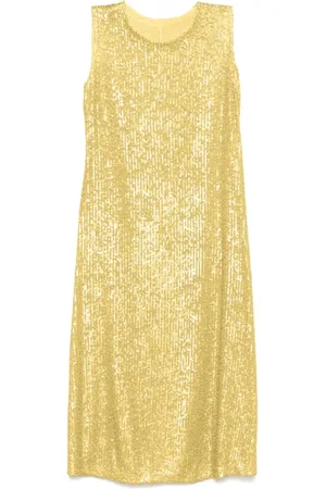 Norma Kamali Sequin Crew Neck Flared Dress