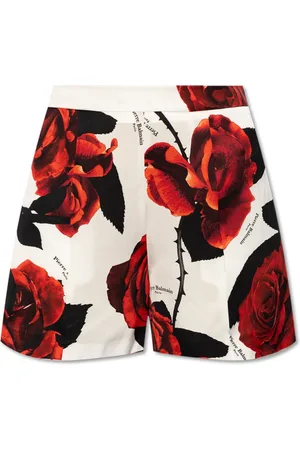 Balmain Satin Shorts with Rose Motif