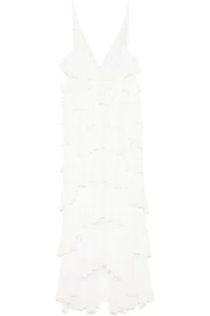 Elisabetta Franchi Ivory V-Neck Dress with Adjustable Straps