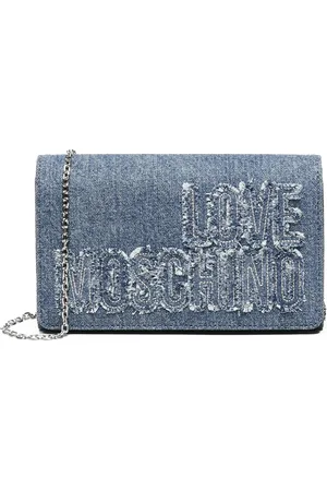Moschino Cross Body Bags, female, , ONE SIZE, Denim Fringed Bag with Magnetic Closure