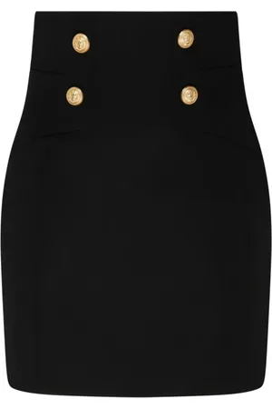 Balmain Wool Mini Skirt Gold Buttons