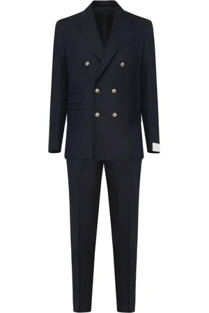 ELEVENTY Navy Peak Lapel Double-Breasted Trousers