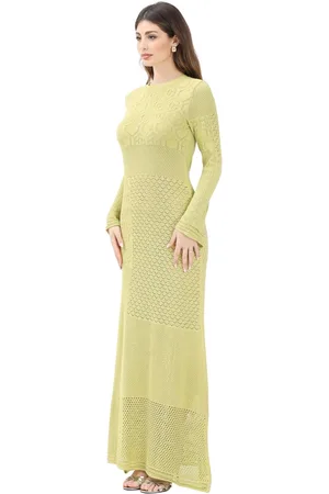 AKEP Maxi Dresses, female, , XS, Long green knit lace dress