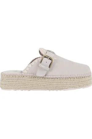 Mou Mules, female, , 4 UK, Jute Clog Suede Platform Sandal
