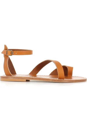 K jacques Flat Sandals, female, , 8 UK, Natural Leather Ankle Strap Sandal