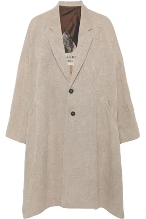 ZIGGY CHEN Single-Breasted Coats, male, , M, Linen Notched Lapel Coat
