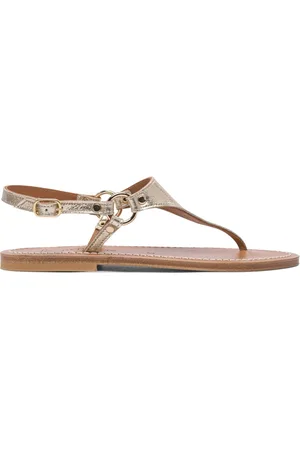 K jacques Gold Leather Sandals for Women