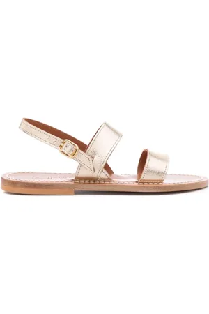 K jacques Golden Double-Strap Sandals with Slingback