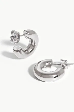 Missoma Chubby Tunnel Small Hoop Earrings | Silver Plated