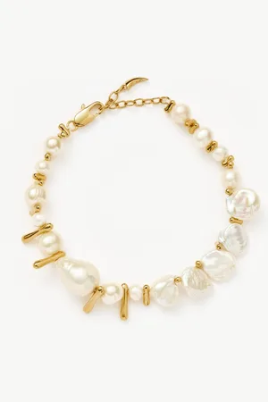 Missoma Mixed Pearl Statement Beaded Bracelet | 18ct Gold Plated/Pearl