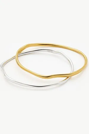 Missoma Molten Ripple Bangle Bracelet Set | Mixed Metal