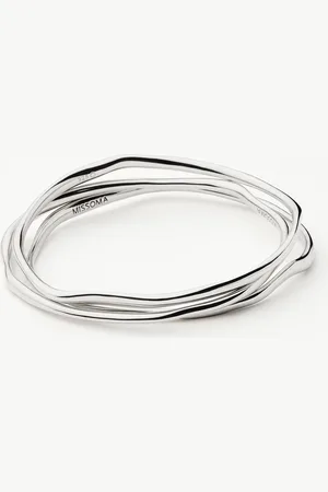 Missoma Trio Molten Ripple Bangle Bracelet Set | Sterling Silver
