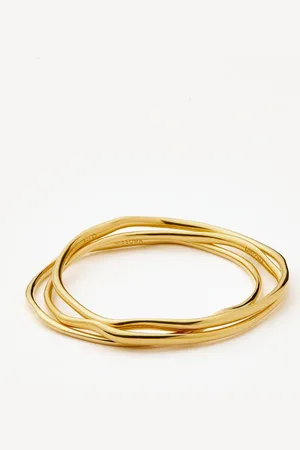 Missoma Trio Molten Ripple Bangle Bracelet Set | 18ct Gold Vermeil
