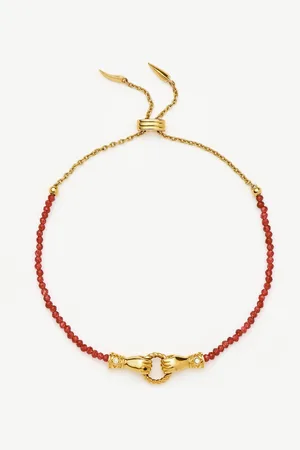 Missoma Harris Reed In Good Hands Gemstone Slider Bracelet | 18ct Gold Plated/Red Quartz