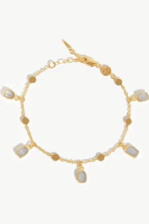 Missoma Lena Charm Bracelet | 18ct Gold Plated/Rainbow Moonstone
