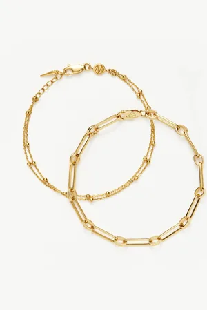 Missoma Aegis Double Chain Bracelet Set | 18ct Gold Vermeil