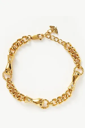 Missoma Harris Reed In Good Hands Charm Bracelet | 18ct Gold Plated/Black Onyx & Pearl