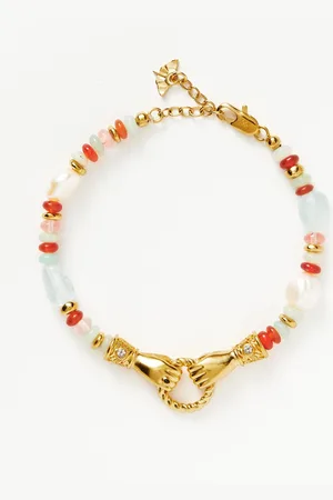 Missoma Harris Reed In Good Hands Beaded Gemstone Bracelet | 18ct Gold Plated/Multi Gemstone & Pearl
