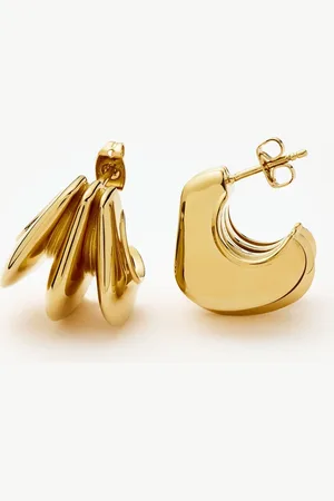 Missoma Hera Dome Triple Ridge Hoop Earrings | Gold Plated