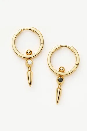 Missoma Kinetic Duality Spike Charm Hoop Earrings | 18ct Gold Vermeil Cubic Zirconia