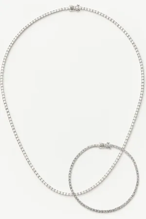 Missoma Classic Tennis Necklace & Bracelet Set | Sterling Silver Cubic Zirconia