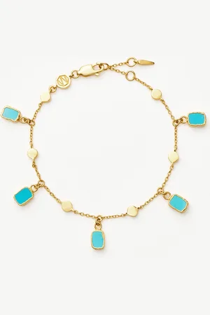 Missoma Lena Charm Bracelet | 18ct Gold Plated/Turquoise