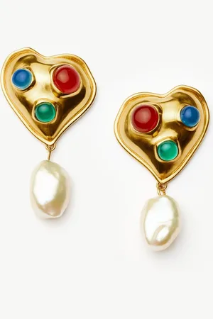 Missoma Rouje Marisa Heart Pearl Stud Earrings | 18ct Gold Plated