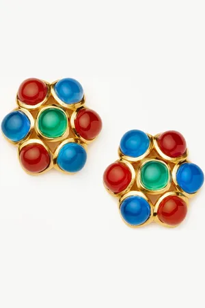 Missoma Rouje Josie Gemstone Oversized Stud Earrings | 18ct Gold Plated