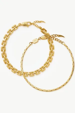 Missoma Timepiece & Snake Chain Bracelet Set | 18ct Gold Plated