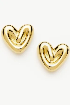 Missoma Puffy Heart Stud Earrings | 18ct Gold Plated