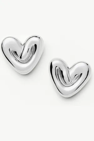 Missoma Puffy Heart Oversized Stud Earrings | Silver Plated