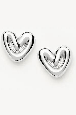 Missoma Puffy Heart Stud Earrings | Sterling Silver Plated
