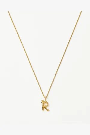 Missoma Curly Molten Mini Initial Necklace - R | 18ct Gold Vermeil