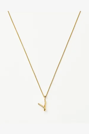Missoma Curly Molten Mini Initial Necklace - V | 18ct Gold Vermeil
