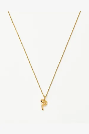Missoma Curly Molten Mini Initial Necklace - P | 18ct Gold Vermeil