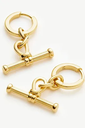 Missoma Ridge T-Bar Drop Huggies | 18ct Gold Plated