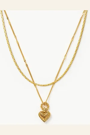 Missoma Mini Ridge Heart Chain Necklace Set | 18ct Gold Plated