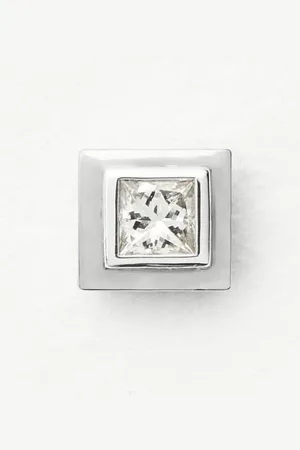 Missoma Fine Square Solitaire Single Stud Earring | 14ct Solid White Gold/Diamond