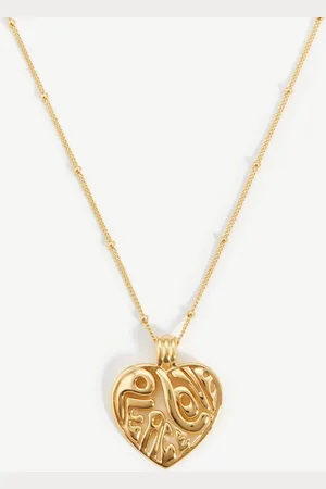 Missoma Peace & Love Heart Pendant Chain Necklace | 18ct Gold Vermeil