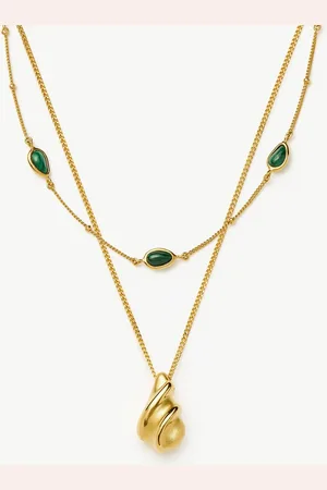 Missoma Savi Droplet Necklace & Magma Choker Set | 18ct Gold Plated / 18ct Gold Vermeil /Malachite