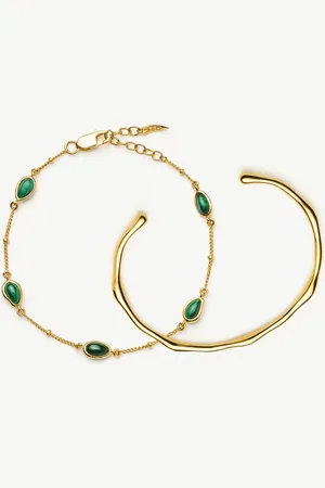 Missoma Magma Gemstone & Molten Cuff Bracelet Set | 18ct Gold Vermeil / 18ct Gold Plated