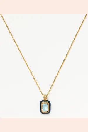 Missoma Enamel & Stone Pendant Necklace | 18ct Gold Vermeil/Blue Cubic Zirconia
