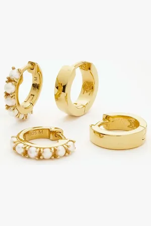 Missoma Chubby & Gemstone Huggies Set | 18ct Gold Plated Vermeil / Pearl
