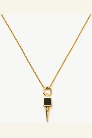 Missoma Key Pendant Rope Chain Necklace | 18ct Gold Plated / Black Onyx & Green Onyx